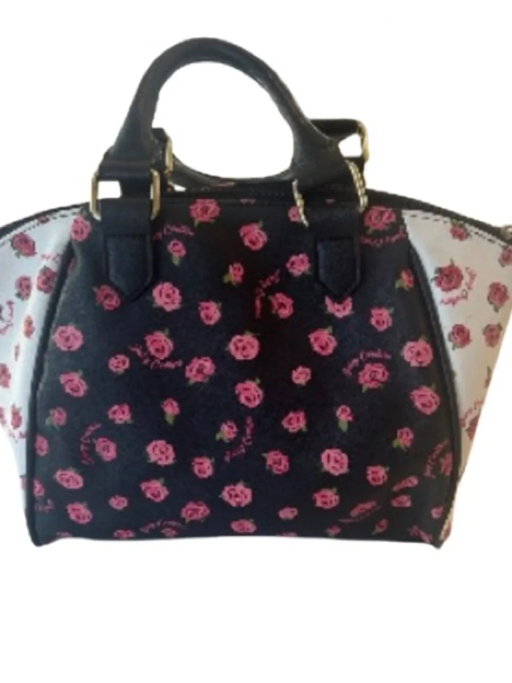 Juicy Couture Dusty Rose Promenade Black & White Floral Satchel Pink Rose Print